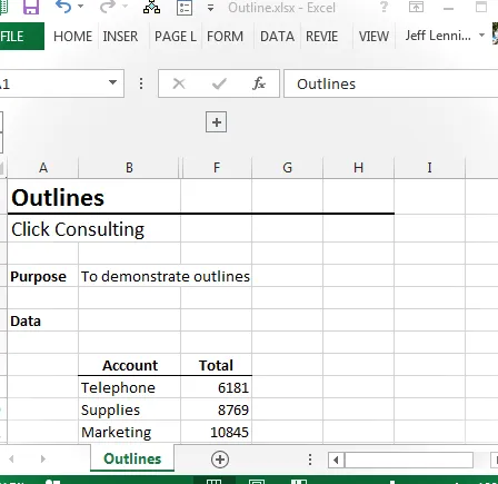 Esquema oculto de Excel