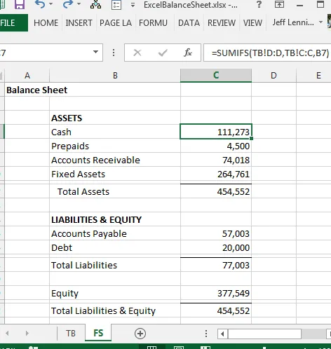 Balance de Excel