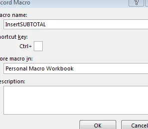 Cuadro de diálogo Macro de registro de Excel por Jeff Lenning