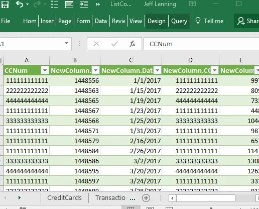 tabla de resultados formateada por Jeff Lenning