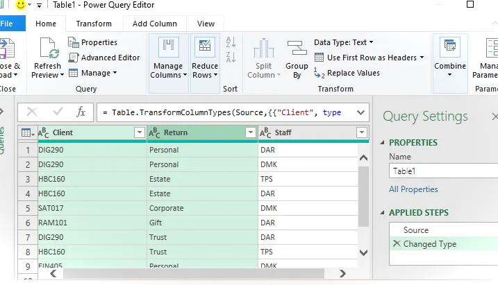 Fuente de datos de Power Query