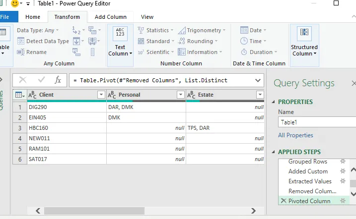 Vista previa de Power Query del informe (la alternativa a una tabla dinámica)