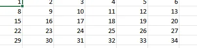 Primer paso por nuestra fórmula básica de calendario para mostrar una secuencia de números de días