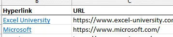 El objetivo de extraer las URL de estos hipervínculos con una fórmula de Excel.