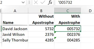 Valor de celda con apóstrofe