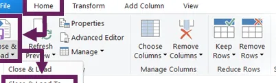 Cerrar y cargar en Power Query