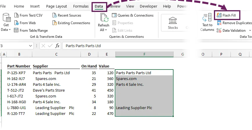 Relleno flash de datos desde la cinta