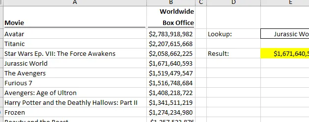 Datos de ejemplo de macros de Excel 4