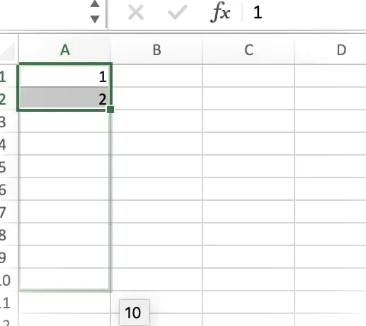 Completar una lista de números usando el controlador de relleno de Excel