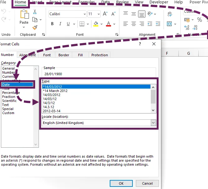 Formatear un número como fecha en Excel