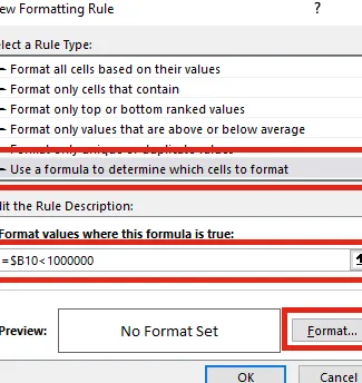 Dar formato a números: regla de creación de formato condicional 2