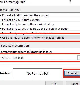 Formatear números: regla de creación de formato condicional