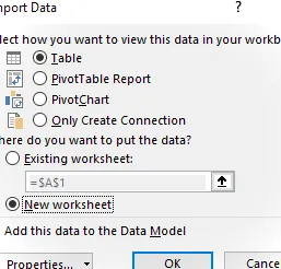 Cuadro de diálogo Importar datos