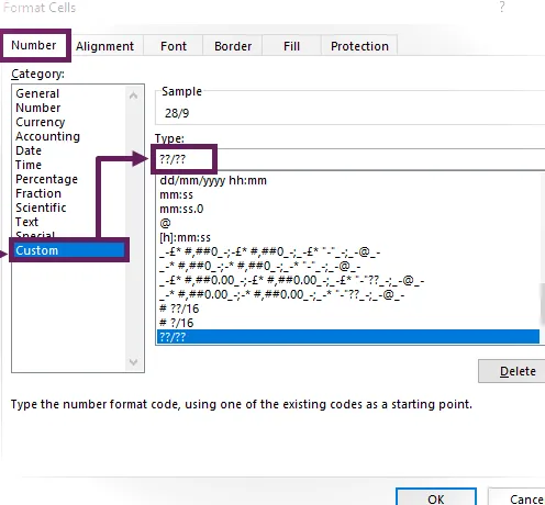 Fracciones impropias: use formato personalizado sin hash