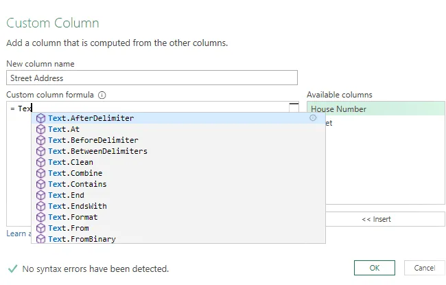 Intellisense en columna personalizada