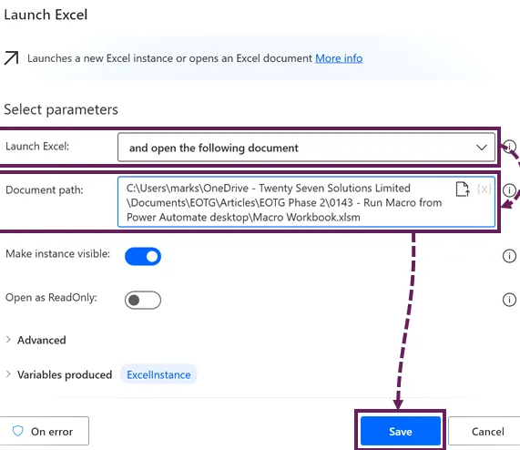 Iniciar cuadro de diálogo de Excel