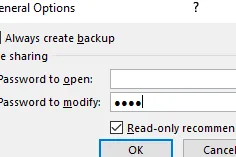 Hacer que el archivo sea de sólo lectura Opciones generales Contraseña