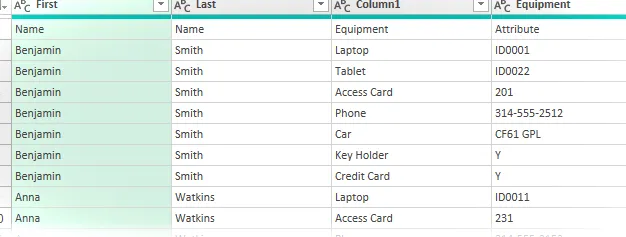 Datos de varias filas de encabezado incluidos en Power Query