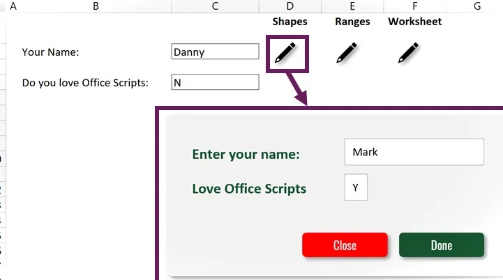 Formularios de usuario con forma de script de Office