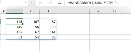 RANDARRAY con todos los argumentos