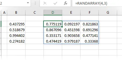 RANDARRAY con filas y columnas