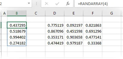 RANDARRAY con filas