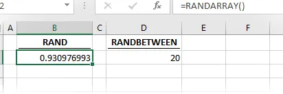 RANDARRAY sin argumentos