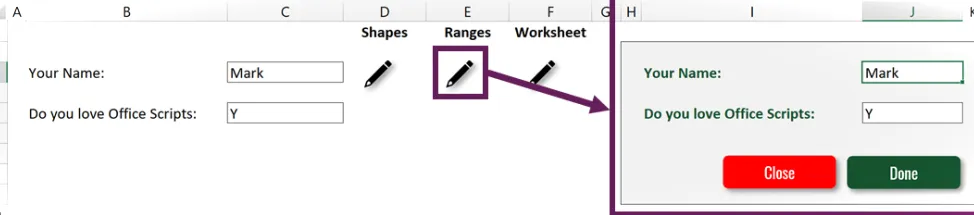 Rango: formularios de usuario en scripts de Office