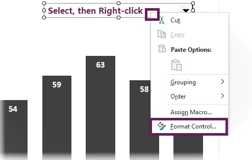 Control de formato desplegable con clic derecho