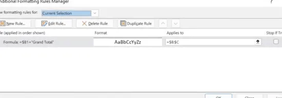 Cuadro de formato condicional en Excel