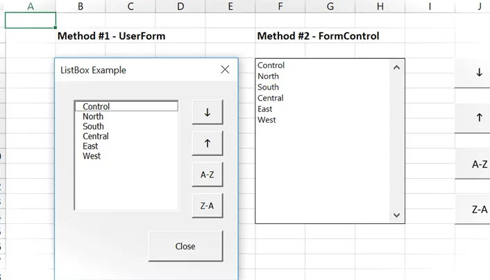 Ordenar cuadros de lista con VBA