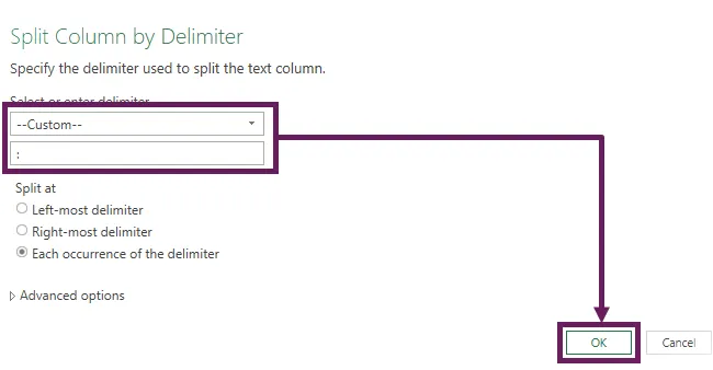 Dividir columna por delimitador en columnas