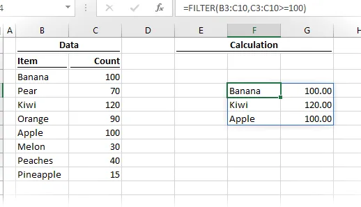 Ejemplo de unión: función de filtro