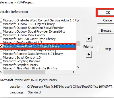 Aplicaciones de oficina de control VBA - Biblioteca de objetos Powerpoint