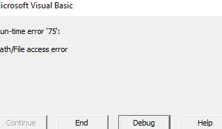 Archivo VBA abierto Error en tiempo de ejecución '75' Error de acceso a la ruta del archivo