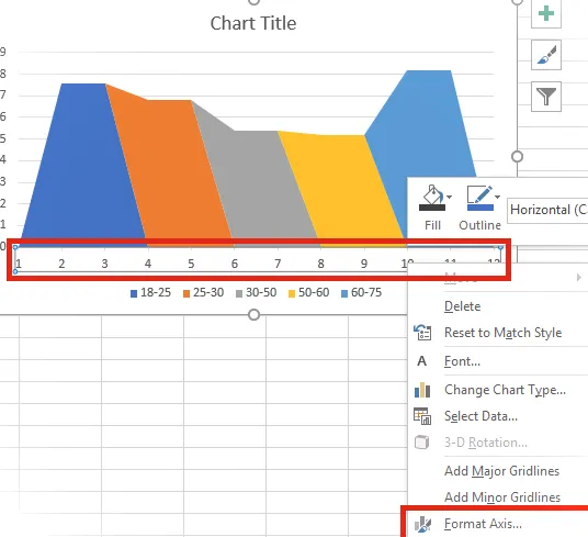 Eje de formato de gráfico de ancho variable