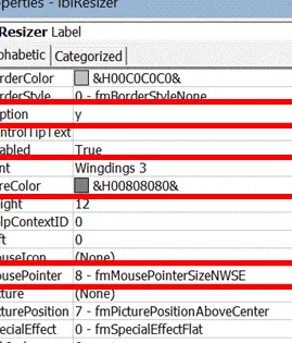 Configuración de lblResizer